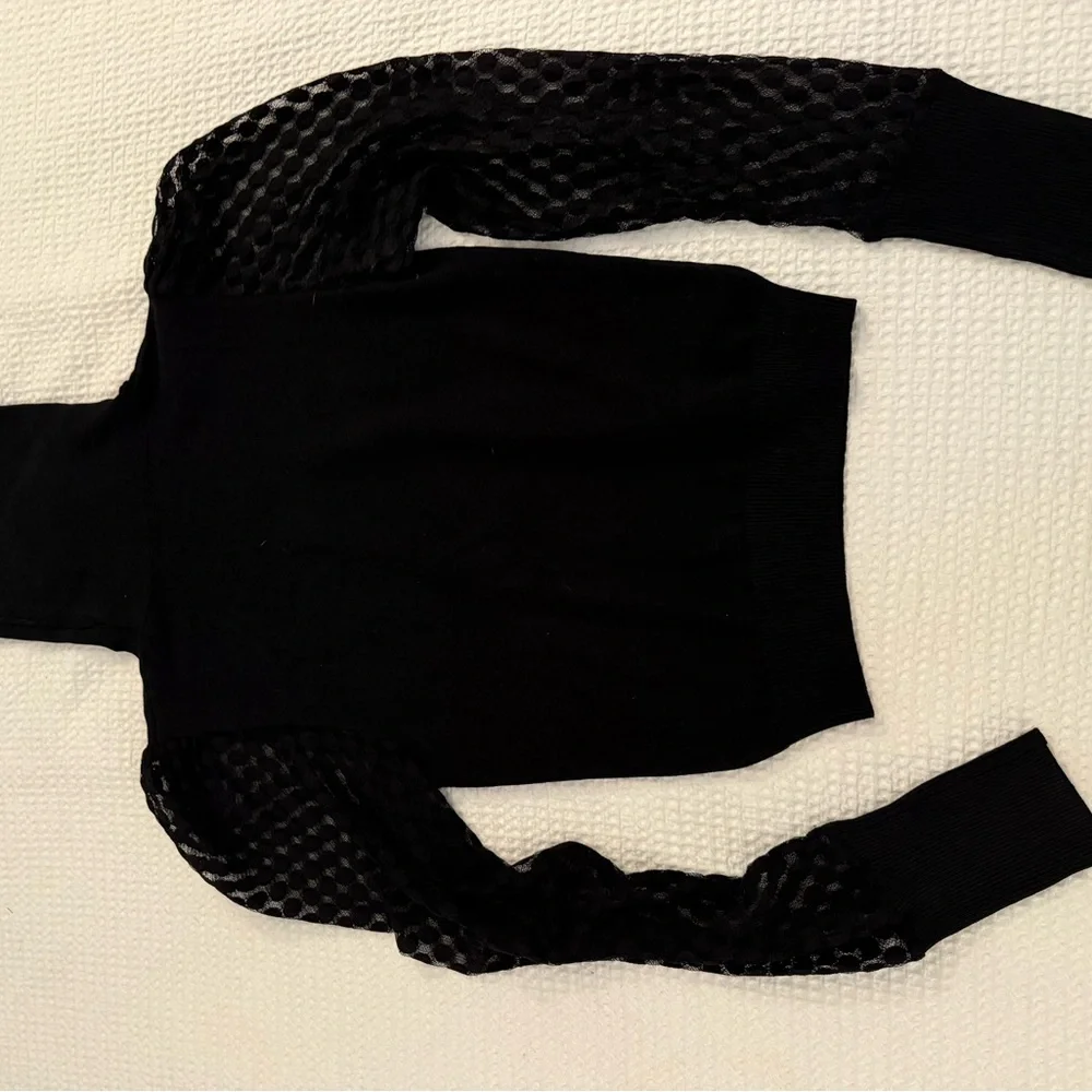 Love Tree Black Turtleneck Sweater with Sheer Sleeves - size small - Picture 5 of 5